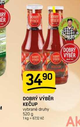 DOBRÝ VÝBĚR KEČUP vybrané druhy 520 g 