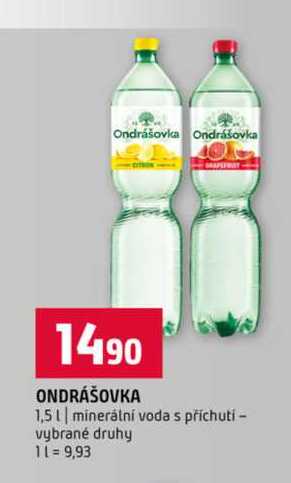 ONDRÁŠOVKA 1,5l minerální voda s příchutí vybrané druhy