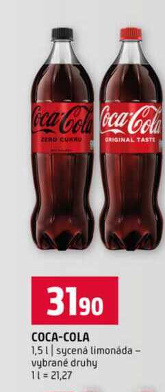 COCA-COLA 1,5l sycená limonáda vybrané druhy