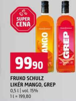 FRUKO SCHULZ LIKER MANGO, GREP 0,5l vol. 15% 