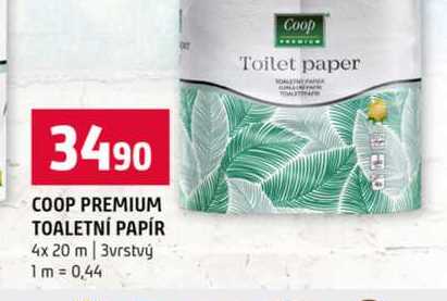 COOP PREMIUM TOALETNÍ PAPÍR 4x 20 m 3vrstvý 