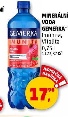 MINERÁLNÍ VODA GEMERKA, 0,75 l