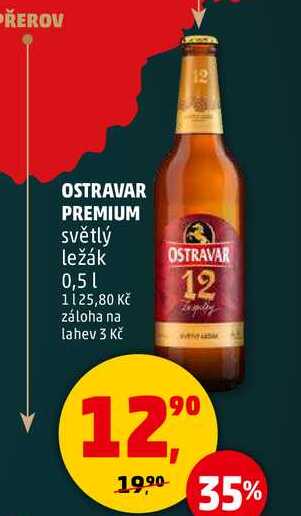 OSTRAVAR PREMIUM světlý ležák, 0,5 l