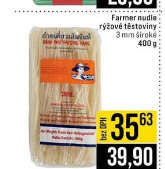 Farmer nudle rýžové těstoviny 3 mm široké 400 g
