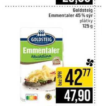 Goldsteig Emmentaler 45% sýr plátky 125 g