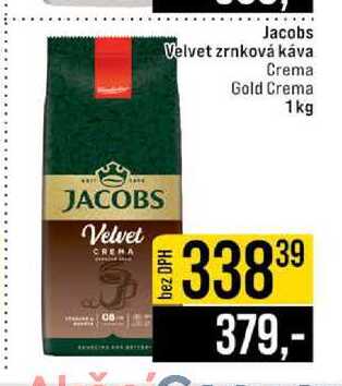 Jacobs Velvet zrnková káva Crema Gold Crema 1kg 