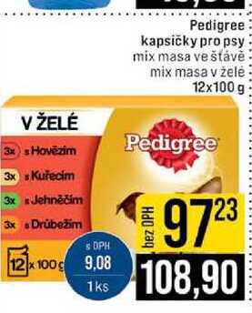 Pedigree kapsičky pro psy mix masa ve šťávě mix masa v želé 12x100 g
