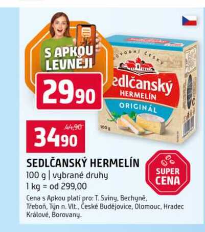 SEDLČANSKÝ HERMELÍN 100 g vybrané druhy 