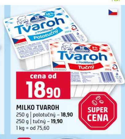 MILKO TVAROH 250 g polotučný