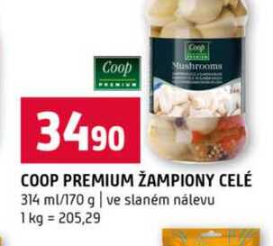 COOP PREMIUM ŽAMPIONY CELÉ 314 ml/170 g ve slaném nálevu 