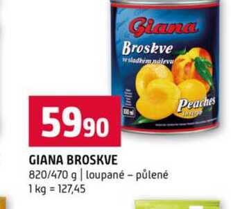 GIANA BROSKVE 820/470 g loupané půlené 