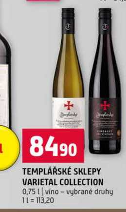 TEMPLÁŘSKÉ SKLEPY H VARIETAL COLLECTION 0,75l vino vybrané druhy 