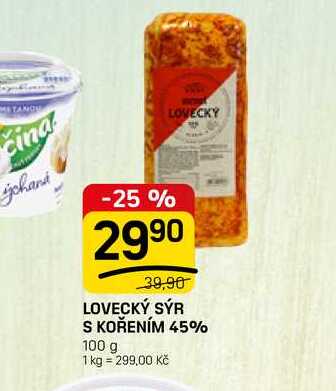 LOVECKÝ SÝR S KOŘENÍM 45% 100 g