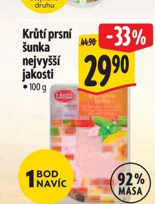 Krůtí prsní šunka nejvyšší jakosti 100 g