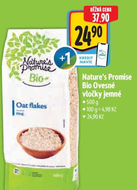   Nature's Promise Bio Ovesné vločky jemné  500g   