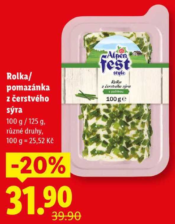 Rolka/pomazánka z čerstvého sýra, 100 g/125 g