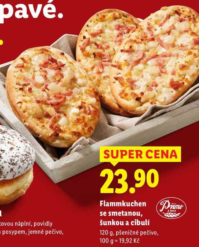 Flammkuchen Pime se smetanou, šunkou a cibulí, 120 g