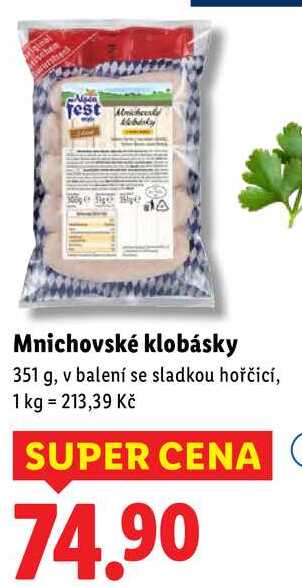 Mnichovské klobásky, 351 g