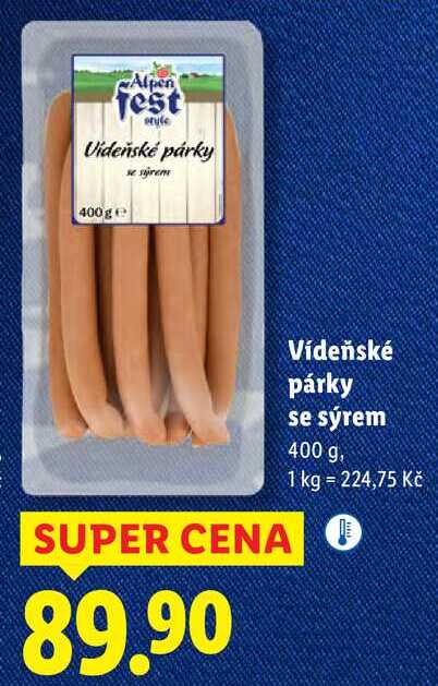 Vídeňské párky se sýrem, 400 g