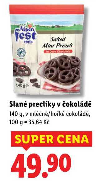 Slané preclíky v čokoládě, 140 g