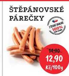 ŠTĚPÁNOVSKÉ PÁREČKY Z ČESKÉ SKALICE 100% 100g 