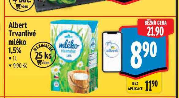Albert Trvanlivé mléko 1,5%  1 l