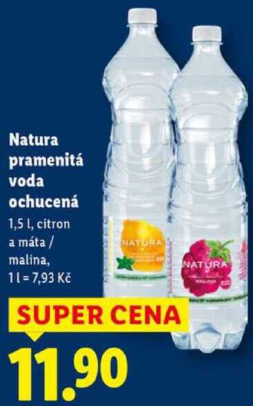 Natura pramenitá voda ochucená, 1,5 l
