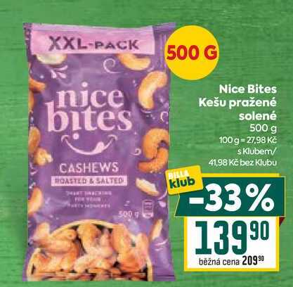 Nice Bites Kešu pražené solené 500 g