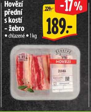 Hovězí přední s kostí - žebro, 1 kg