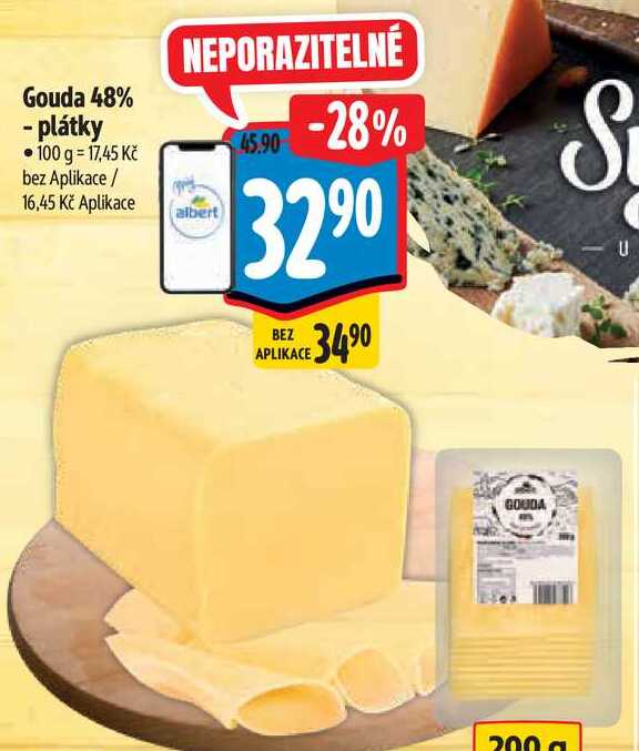 Gouda 48% - plátky, 200 g