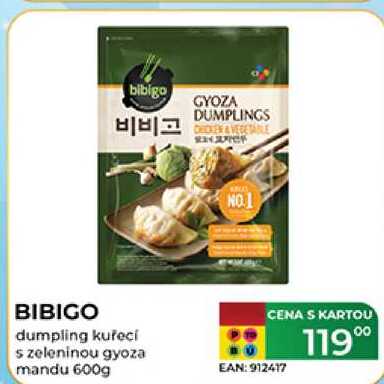 BIBIGO dumpling kuřecí s zeleninou gyoza mandu 600g
