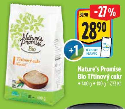 Nature's Promise Bio Třtinový cukr, 400 g  v akci
