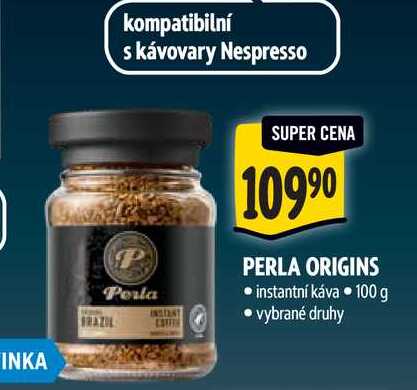 PERLA ORIGINS instantní káva, 100 g