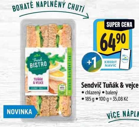 Sendvič Tuňák & vejce, 185 g