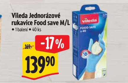 Vileda Jednorázové rukavice Food save M/L, 40 ks