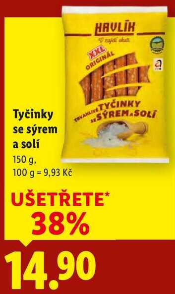 Tyčinky se sýrem a solí, 150 g