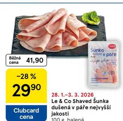 Le & Co Shaved Šunka dušená v páře nejvyšší jakosti, 100 g  