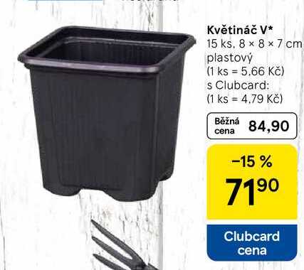 Květináč V, 15 ks. 8 x 8 x 7 cm plastový