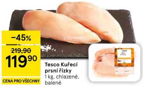 Tesco Kuřecí prsní řízky, 1 kg. chlazené. balené 