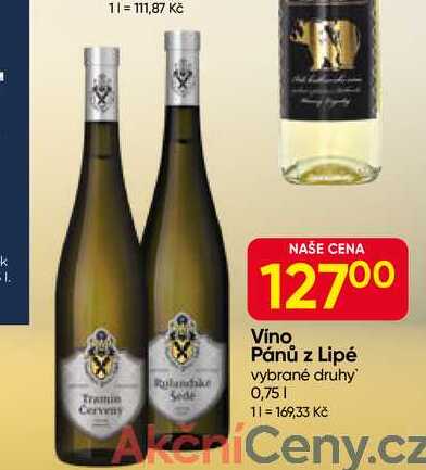 Vino Pánů z Lipé vybrané druhy 0,75l