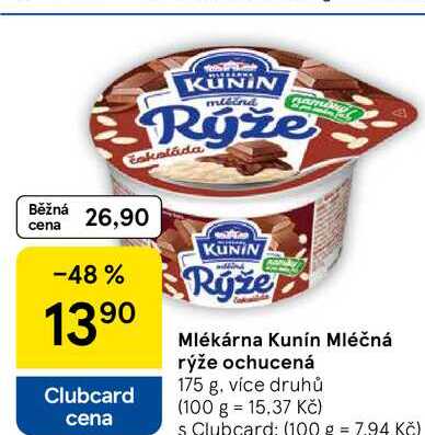 Mlékárna Kunín Mléčná rýže ochucená, 175 g, více druhů 