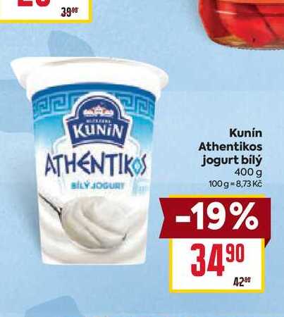 Kunín Athentikos jogurt bílý 400 g