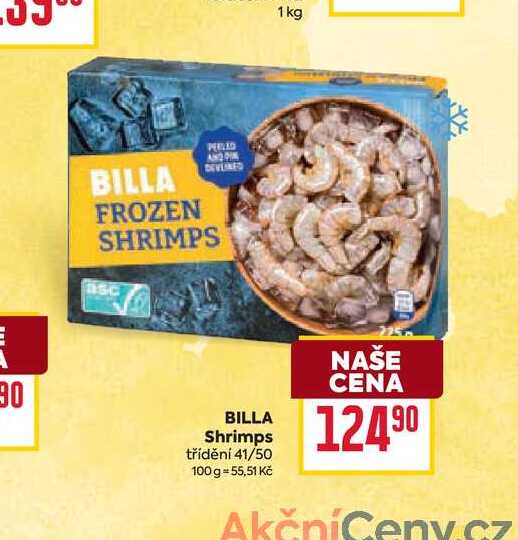 BILLA Shrimps třídění 41/50 100 g