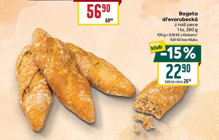 Bageta dřevorubecká z naší pece 1 ks, 280 g 