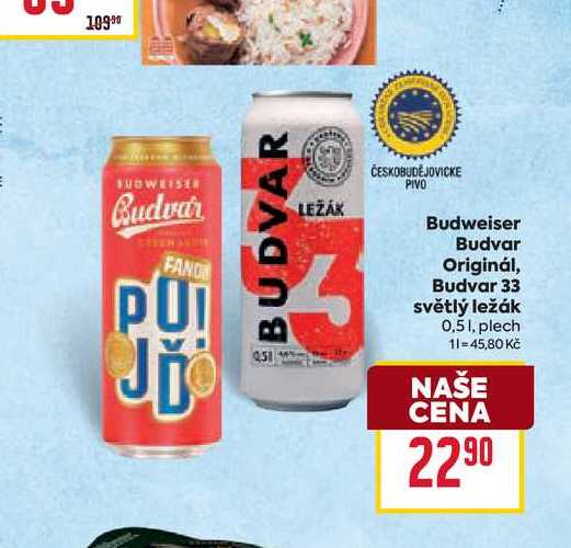 Budvar Originál, Budvar 33 světlý ležák 0,51, plech