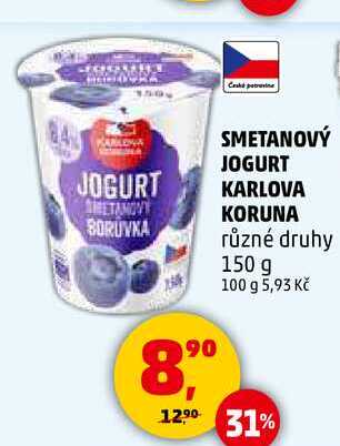 SMETANOVÝ JOGURT KARLOVA KORUNA, 150 g 