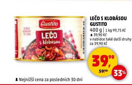 LEČO S KLOBÁSOU GUSTITO, 400 g