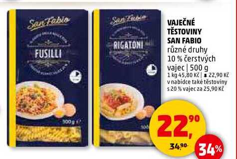 VAJEČNÉ TĚSTOVINY SAN FABIO, 500 g