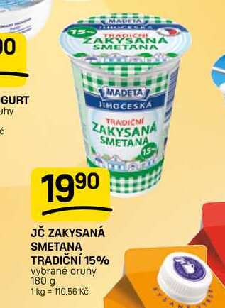 JČ ZAKYSANÁ SMETANA TRADIČNÍ 15% vybrané druhy 180 g 