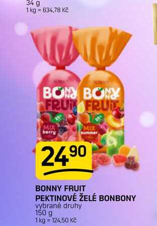 BONNY FRUIT PEKTINOVÉ ŽELÉ BONBONY vybrané druhy 150 g 